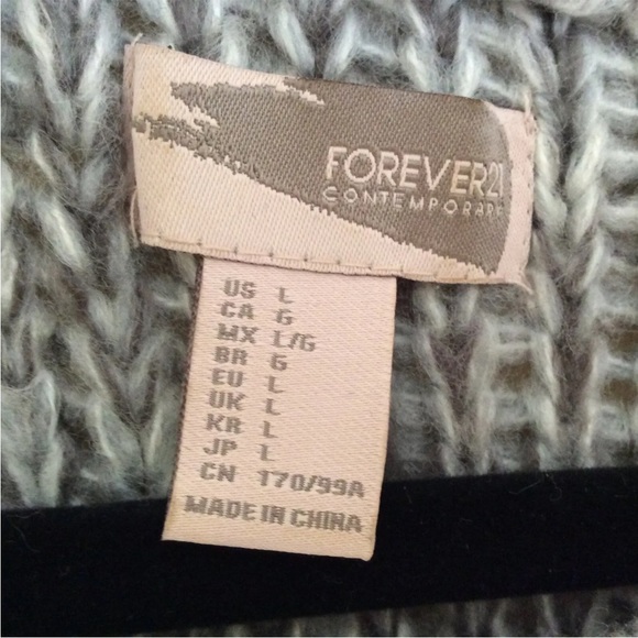 Forever 21 Women's Black Gray Ombre Loose Knit LS Sweater Size L - Picture 3 of 5